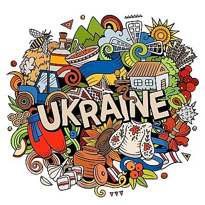 EPS 해외이미지 일러스트 바지 해바라기 산 주택 사람없음 풍차 항아리 낙서 가득함 니트 이삭 트랙터 우크라이나 레터링 해외202309 해외일러스트 꽃 유럽 상의 하의 건물 도자기 농기계 특수차량 파일형식 벡터