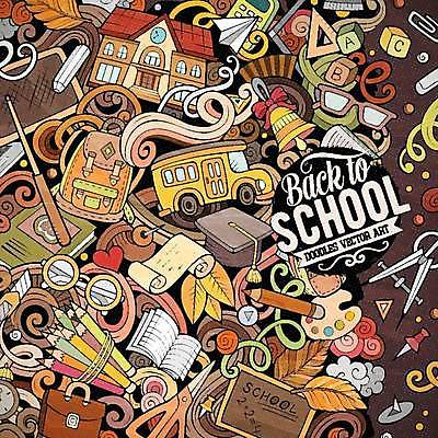 EPS 해외이미지 안경 백그라운드 패턴 일러스트 학사모 학교 나뭇잎 색연필 책가방 사람없음 책 공책 종 팔레트 압정 낙서 스쿨버스 가득함 종이비행기 클립 컴파스 해외일러스트 모자_잡화 잡화 교육 잎 무늬 가방 졸업 문구용품 학용품 버스 사무용품 종이접기 파일형식 벡터