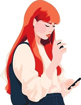 EPS 해외이미지 여자 일러스트 한명 들기 상반신 성인 스마트폰 성인여자한명만 해외202309 해외일러스트 1 모션 사람 핸드폰 스마트기기 여자한명만 성인여자만 파일형식 벡터