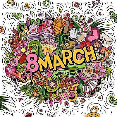 EPS 해외이미지 원피스 꽃 일러스트 사람없음 선물상자 낙서 가득함 8월 세계여성의날 팩트 레터링 해외202309 해외일러스트 식물 옷 기념일 선물 상자 화장품 날짜 파일형식 벡터