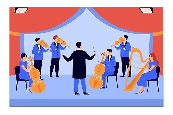 EPS 해외이미지 직업 캐릭터 디자인 여자 남자 문화 음악 컨셉 일러스트 놀이 미술 사람 이벤트 화목 소리 콘서트 공연 음악가 무대 기구 커튼 그룹 플랫 클래식 만화 극장 바이올린 예술가 첼로 지휘자 바이올리니스트 오케스트라 연극 교향곡 멜로디 뮤지컬 실행 오페라 플레이어 생존 벡터 해외202309 해외일러스트 일러캐릭터 현악기 문화예술 연주자 악단 파일형식 찰현악기 악기 현울림악기