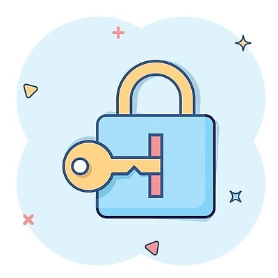 EPS 해외이미지 하늘색 일러스트 열쇠 자물쇠 사람없음 반짝임 심볼 심플 해외202309 해외일러스트 모션 파란색 파일형식 벡터