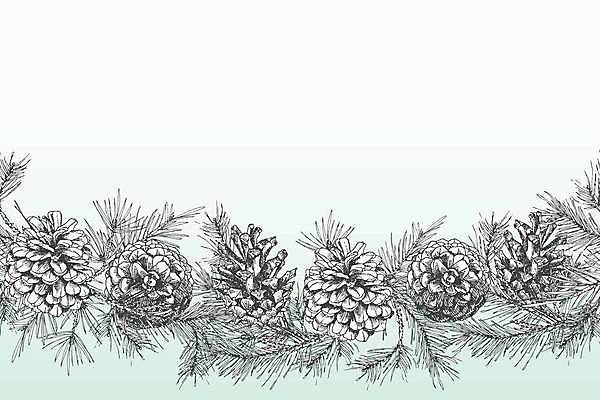 EPS 해외이미지 크리스마스 겨울 일러스트 사람없음 솔방울 솔잎 카피스페이스 해외202309 해외일러스트 계절 기념일 잎 공백 파일형식 벡터