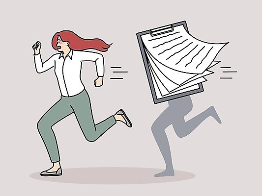 EPS 해외이미지 전신 여자 일러스트 한명 정장 성인 달리기 업무 비즈니스우먼 탈출 문서 서류판 성인여자한명만 해외202309 해외일러스트 1 옷 컨셉 비즈니스 모션 사람 사무용품 작업 직장인 여자한명만 성인여자만 파일형식 벡터