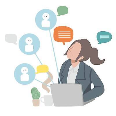 EPS 해외이미지 컨셉 인터넷 일러스트 비즈니스 통신 사람 컴퓨터 업무 작업 온라인 소셜 벡터 웨비나 해외202309 해외일러스트 전자제품 세미나 파일형식 언택트