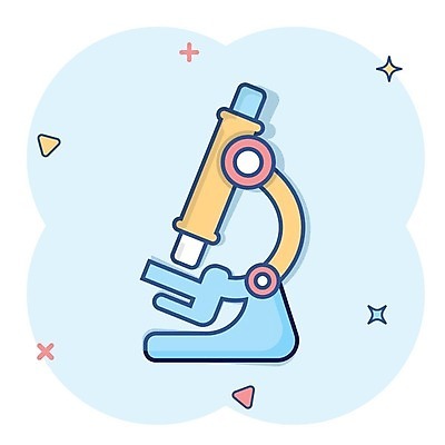 EPS 해외이미지 하늘색 일러스트 현미경 사람없음 반짝임 심볼 심플 해외202309 해외일러스트 모션 실험기구 파란색 파일형식 벡터