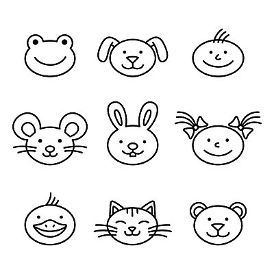 EPS 해외이미지 동물 캐릭터 행복 얼굴 어린이 백그라운드 일러스트 곰 오리 동물원 개구리 소년 반려동물 세트 머리 검은색 고양이 흰색 토끼 개 낙서 쥐 인쇄 만화 스케치 수집 심볼 사인 심플 윤곽 손그림 고립 엘리먼트 총구 아바타 스타일 벡터 해외202309 해외일러스트 일러캐릭터 남자 감정 컬러 포유류 조류 양서류 미술 사람 신체부위 설치류 파일형식