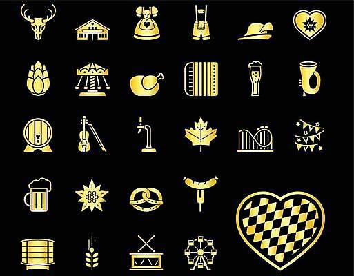 EPS 해외이미지 원피스 단풍 일러스트 사람없음 세트 통닭 금색 소시지 밀 멜빵바지 바이올린 맥주잔 엘리먼트 브레첼 해외202309 해외일러스트 옷 컬러 잎 술잔 바지 현악기 디저트 곡류 치킨 가공식품 멜빵 파일형식 벡터