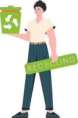 EPS 해외이미지 전신 남자 일러스트 한명 들기 성인 재활용 쓰레기통 보호 에코 친환경 성인남자한명만 해외202309 해외일러스트 1 컨셉 모션 사람 환경 남자한명만 성인남자만 파일형식 벡터