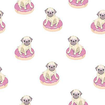 EPS 해외이미지 백그라운드 패턴 일러스트 사람없음 귀여움 도넛 강아지 불독 해외202309 해외일러스트 컨셉 무늬 디저트 반려동물 개 파일형식 벡터