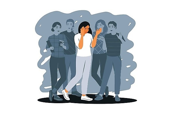 EPS 해외이미지 전신 여자 남자 일러스트 스트레스 들기 손짓 여러명 성인 컵 스마트폰 고독 군중 외면 무관심 얼굴가리기 서류판 우울감 우울증 성인만 심리치료 해외202309 해외일러스트 식기 감정 다수 모션 사람 치료 핸드폰 스마트기기 사무용품 가림 질병 심리 파일형식 벡터