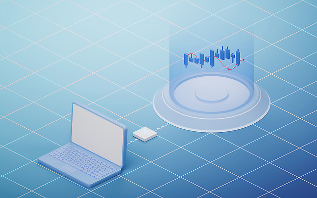 JPG 해외이미지 곡선 비즈니스 그래프 사람없음 파란색 노트북 3D 디지털 자료 연결 분석 해외202309 해외포토 포토 선 컬러 컨셉 전자제품 디지털합성 파일형식