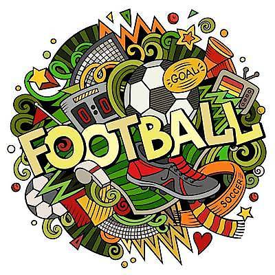 EPS 해외이미지 일러스트 축구공 사람없음 축구 낙서 호루라기 가득함 축구화 점수판 레터링 해외202309 해외일러스트 운동화 공 축구용품 구기 파일형식 벡터