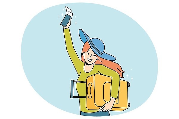 EPS 해외이미지 여자 행복 감정 바다 여행 가방 일러스트 휴가 휴식 항해 미소 웃음 사람 여름 여행객 짐 티켓 플랫 공항 준비 출발 그림 여권 윤곽 승객 대패 수하물 벡터 밀레니얼 해외202309 해외일러스트 잡화 계절 컨셉 교통시설 표정 경제 배 선박 파일형식