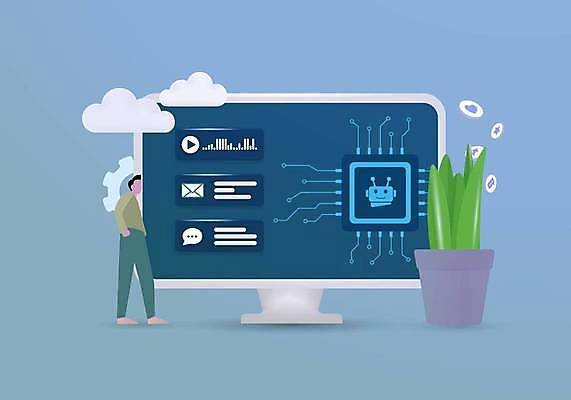 EPS 해외이미지 인터넷 일러스트 비즈니스 텍스트 통신 컴퓨터 잡기 도움 메시지 이메일 토론 고객 로봇 서비스 마케팅 인공 자동 조언 지능 지원 해외202309 해외일러스트 컨셉 모션 전자제품 파일형식 벡터