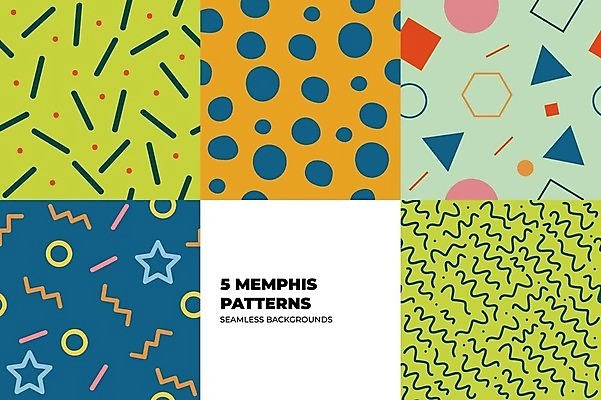 EPS 해외이미지 별 선 패턴 곡선 일러스트 사람없음 그래픽 연두색 파란색 세트 원형 삼각형 육각형 멤피스디자인 해외202309 해외일러스트 자연요소 도형 디자인 컬러 무늬 초록색 파일형식 벡터