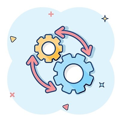 EPS 해외이미지 화살표 하늘색 일러스트 사람없음 반짝임 심볼 톱니바퀴 심플 해외202309 해외일러스트 모션 파란색 파일형식 벡터