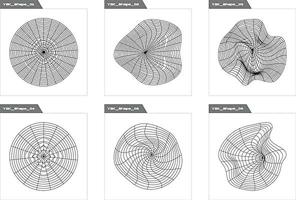 EPS 해외이미지 디자인 곡선 일러스트 추상 사람없음 그래픽 세트 검은색 원형 라인아트 웨이브 격자 기하학 착시 해외202309 해외일러스트 도형 선 컬러 무늬 파일형식 벡터