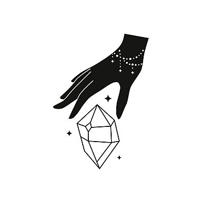 EPS 해외이미지 일러스트 사람없음 반짝임 보석 심볼 점성술 손모양 마법 환상 해외202309 해외일러스트 모양 컨셉 모션 광석 파일형식 벡터 손_신체부위