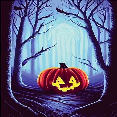 EPS 해외이미지 나무 일러스트 호박 사람없음 어둠 할로윈 야간 잭오랜턴 해외202309 해외일러스트 자연요소 식물 채소 파일형식 벡터