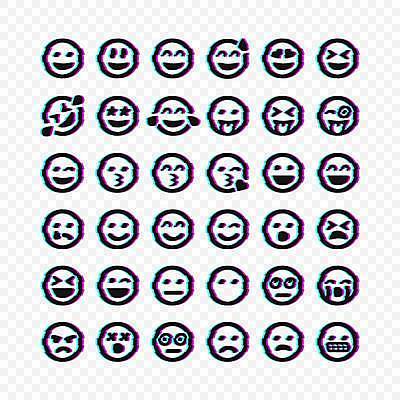 EPS 해외이미지 얼굴 일러스트 키스 무표정 사랑 웃음 사람없음 놀람 슬픔 분노 찡그림 울음 눈물 네온 메롱 충격 입내밀기 폭소 좋음 머쓱 이모지 해외202309 해외일러스트 감정 컨셉 모션 표정 신체부위 애정표현 파일형식 벡터