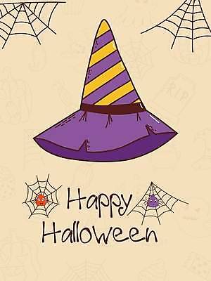 EPS 해외이미지 배너 포스터 일러스트 타이포그라피 사람없음 할로윈 무서움 거미줄 거미 마녀모자 베이지색 해외202309 해외일러스트 문자 모자_잡화 감정 컬러 곤충 파일형식 벡터