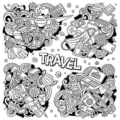 EPS 해외이미지 디자인 여행 일러스트 휴가 설계 건강 가면 안전 장식 세트 세계 짐 티켓 보호 낙서 공항 만화 스케치 심볼 라인아트 오브젝트 예방 윤곽 탐사 구성 대패 백신 전염병 코로나바이러스 뉴노멀 락다운 해외202309 해외일러스트 선 컨셉 의학 교통시설 미술 경제 바이러스 질병 파일형식 벡터