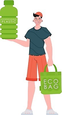 EPS 해외이미지 전신 남자 가방 일러스트 한명 들기 성인 재활용 보호 에코 친환경 페트병 성인남자한명만 해외202309 해외일러스트 1 잡화 컨셉 모션 사람 환경 병_담는 남자한명만 성인남자만 파일형식 벡터