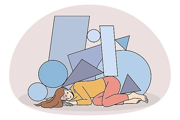 EPS 해외이미지 캐릭터 라이프스타일 생각 일러스트 스트레스 사람 고통 슬픔 좌절 질병 만화 불안 그림 공포 윤곽 드라마 문제 긴장 과부하 우울증 위기 정신과 혼란 벡터 심리치료 해외202309 해외일러스트 일러캐릭터 감정 컨셉 의학 병원 생활 치료 심리 파일형식