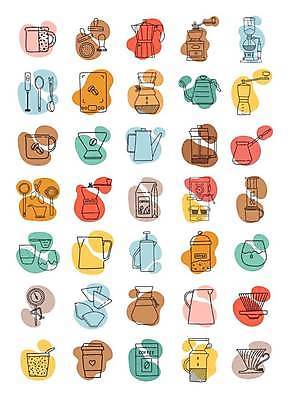 EPS 해외이미지 디자인 커피 음료 선 일러스트 아침 컵 상점 카페 머그컵 원두 뜨거움 아침식사 라인아트 윤곽 카푸치노 에스프레소 라떼 카페인 벡터 해외202309 해외일러스트 주간 식기 식사 파일형식