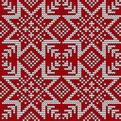 EPS 해외이미지 디자인 겨울 패턴 일러스트 눈꽃 사람없음 빨간색 뜨개질 해외202309 해외일러스트 계절 컬러 무늬 눈_날씨 취미 파일형식 벡터