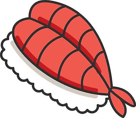 EPS 해외이미지 일러스트 사람없음 초밥 새우초밥 해외202309 해외일러스트 새우 일본음식 파일형식 벡터