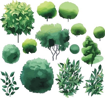 EPS 해외이미지 나무 일러스트 나뭇잎 사람없음 초록색 오브젝트 풀숲 해외202309 해외일러스트 식물 컬러 잎 숲 파일형식 벡터