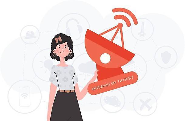 EPS 해외이미지 여자 일러스트 안테나 한명 들기 상반신 성인 사물인터넷 성인여자한명만 해외202309 해외일러스트 1 통신 모션 정보기술 사람 여자한명만 성인여자만 파일형식 벡터