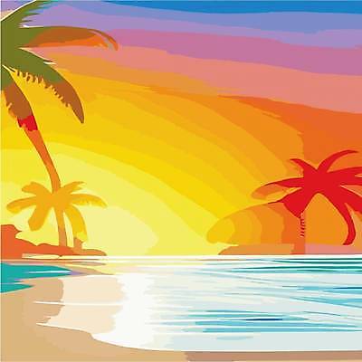 EPS 해외이미지 실루엣 바다 일러스트 하늘 사람없음 야자수 태양 노을 이국적 해외202309 해외일러스트 자연요소 나무 촬영기법 파일형식 벡터