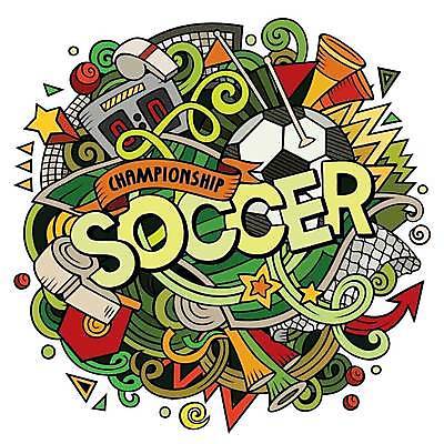 EPS 해외이미지 일러스트 축구공 사람없음 축구 깃발 낙서 호루라기 가득함 점수판 레터링 해외202309 해외일러스트 공 축구용품 구기 파일형식 벡터