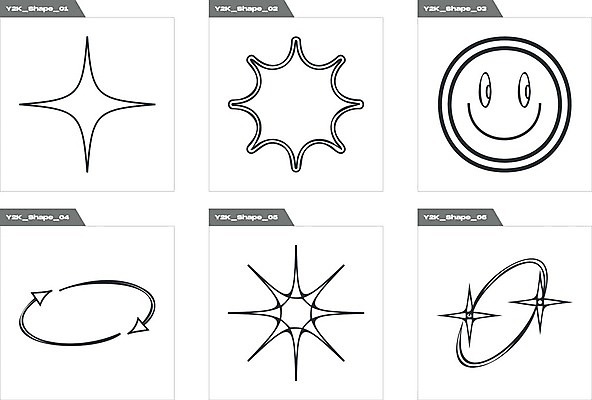 EPS 해외이미지 화살표 별 일러스트 추상 사람없음 그래픽 반짝임 세트 검은색 라인아트 복고 회전 엘리먼트 Y2K 해외202309 해외일러스트 자연요소 선 컬러 컨셉 무늬 모션 파일형식 벡터