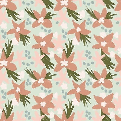 JPG 해외이미지 꽃무늬 패턴 붓터치 사람없음 빈티지 질감 복고 살구색 해외일러스트 꽃 컬러 컨셉 무늬 파일형식