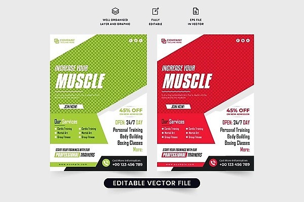 EPS 해외이미지 템플릿 디자인 배너 포스터 스포츠 일러스트 비즈니스 건강 야외 보디빌딩 연습 체육관 레이아웃 승진 마케팅 해외202309 해외일러스트 헬스 파일형식 벡터
