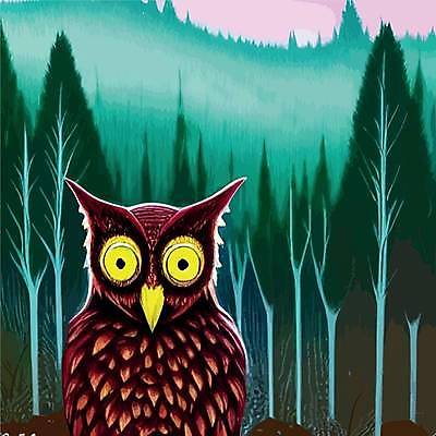 EPS 해외이미지 나무 야생동물 일러스트 사람없음 야간 숲 부엉이 해외202309 해외일러스트 자연요소 식물 동물 조류 파일형식 벡터