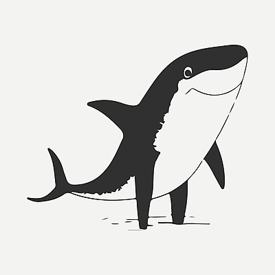 EPS 해외이미지 야생동물 선 일러스트 사람없음 검은색 심볼 심플 상어 해외202309 해외일러스트 동물 컬러 어류 파일형식 벡터