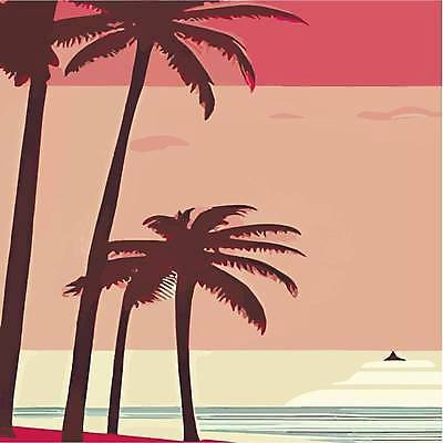 EPS 해외이미지 실루엣 바다 일러스트 사람없음 야자수 노을 해외202309 해외일러스트 자연요소 나무 촬영기법 파일형식 벡터