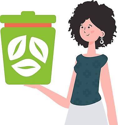 EPS 해외이미지 여자 일러스트 한명 들기 상반신 성인 재활용 쓰레기통 보호 에코 친환경 성인여자한명만 해외202309 해외일러스트 1 컨셉 모션 사람 환경 여자한명만 성인여자만 파일형식 벡터