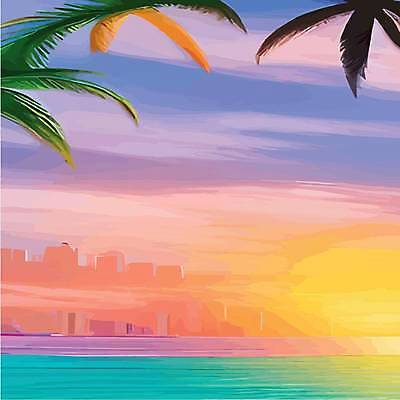 EPS 해외이미지 바다 일러스트 하늘 사람없음 야자수 태양 노을 해외202309 해외일러스트 자연요소 나무 파일형식 벡터