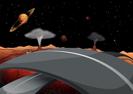 EPS 해외이미지 별 도로 길 선 여행 일러스트 하늘 거리 야외 그래픽 우주 검은색 어둠 행성 회색 흰색 연기 야간 저녁 오솔길 아스팔트 그림 은하계 좁은 시멘트 겹침 궤도 루트 방법 해외202004 해외일러스트 자연요소 컬러 교통시설 파일형식 벡터