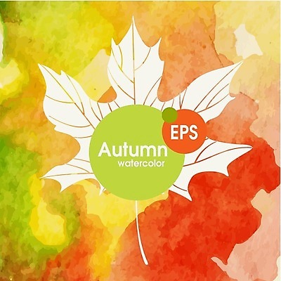 EPS 해외이미지 식물 백그라운드 단풍 잎 일러스트 자연 수채화 사람없음 빨간색 초록색 노란색 가을 기름 해외202004 해외일러스트 계절 음식 컬러 생태계 파일형식 벡터