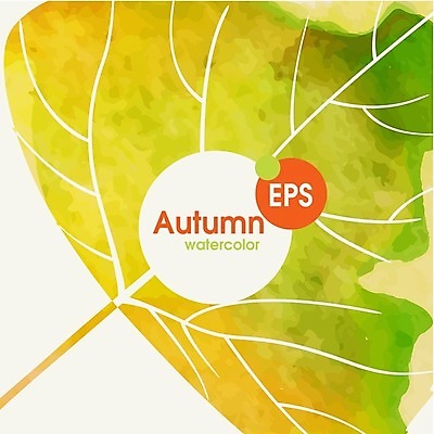 EPS 해외이미지 식물 백그라운드 잎 일러스트 자연 수채화 사람없음 초록색 노란색 가을 해외202004 해외일러스트 계절 컬러 생태계 파일형식 벡터