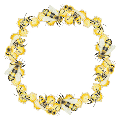 JPG 해외이미지 일러스트 사람없음 원형 달콤 꿀벌 테두리 꿀 벌집 허니콤 해외202309 해외일러스트 모양 도형 맛 벌_곤충 파일형식