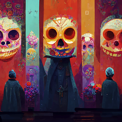 포토 JPG 해외이미지 전통 문화 컬러 벽지 멕시코 미술 사람없음 컬러풀 죽음 제단 해골모형 해외202309 해외포토 북아메리카 문화예술 모형 파일형식