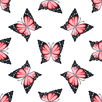 JPG 해외이미지 나비 패턴 일러스트 사람없음 빨간색 손그림 해외202309 해외일러스트 컬러 곤충 무늬 파일형식